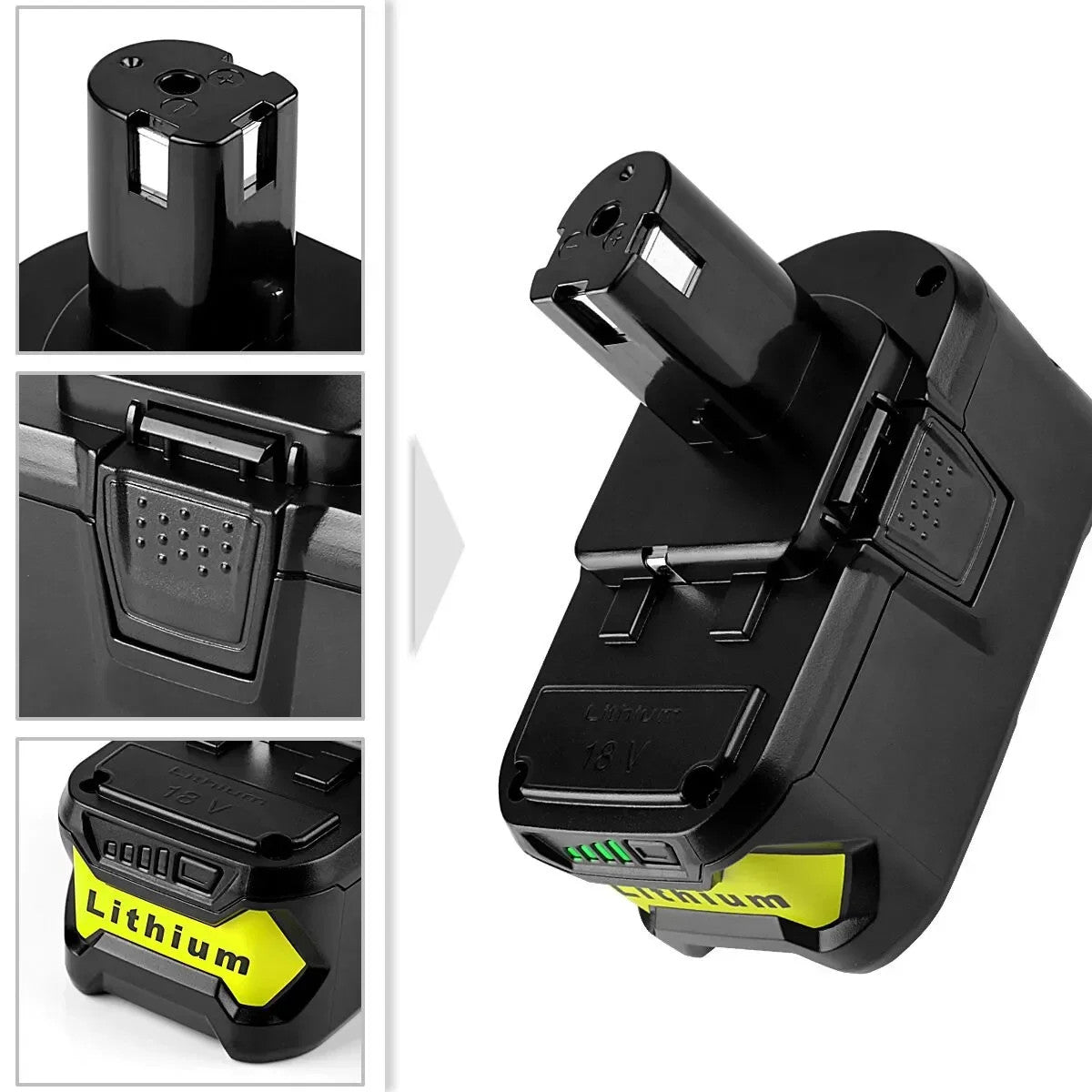 Replacement 18V Li-ion Battery for RYOBI P103 P108 Cordless Drill Power Tools