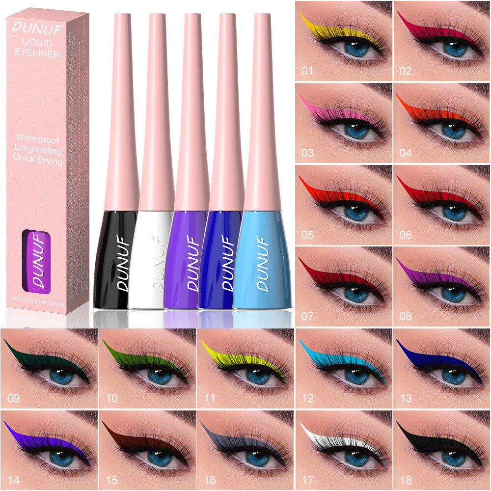 8Color Waterproof Liquid Eyeliner Vibrant Longwear Smudge-Proof Makeup for Women