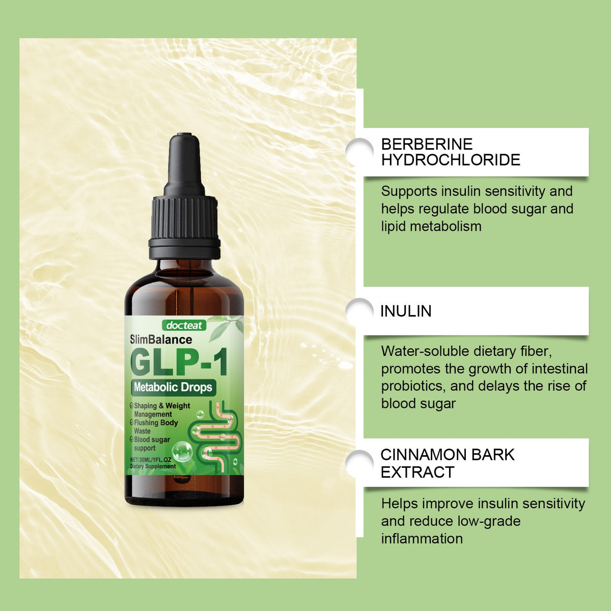 Docteat Metabolic Support Drops - Sugar Balance & Gut Wellness Aid
