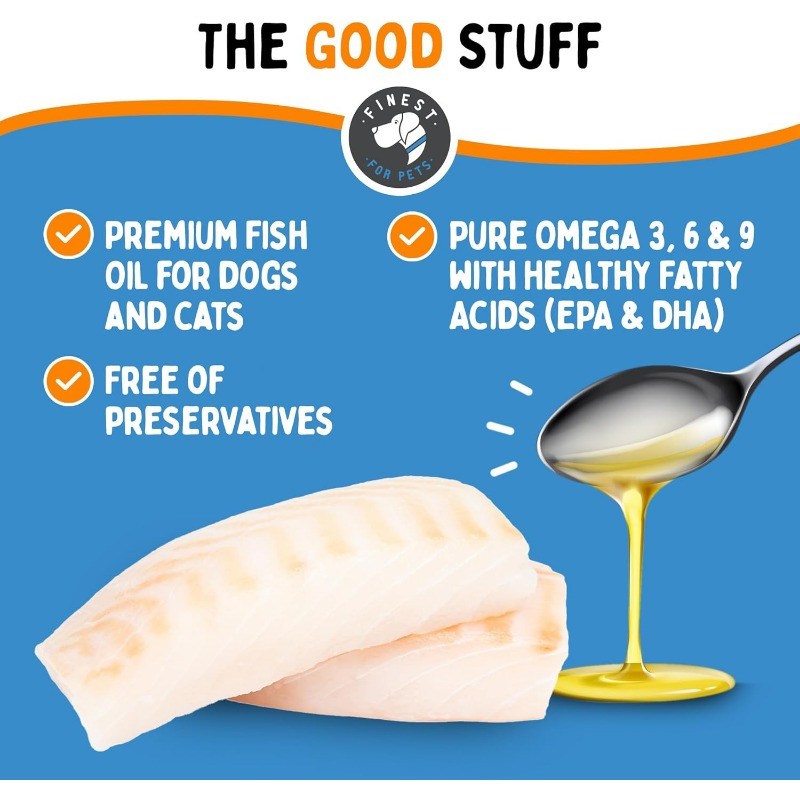 Omega 3 Fish Oil for Dogs & Cats with EPA & DHA for Skin & Coat Health