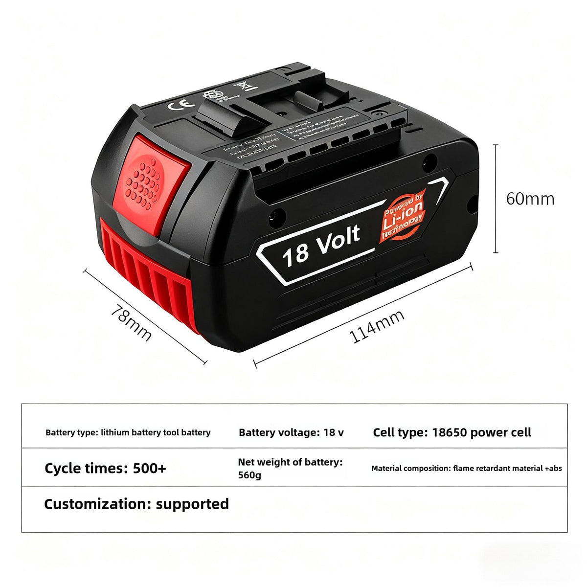 Bosch BAT609 18V High-Power Li-ion Battery for Power Drill Tools Equipment