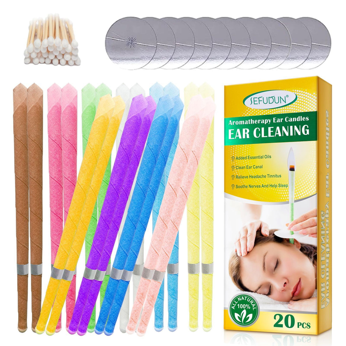 6-Pack（5Box/set) Beeswax Ear Candles Conical Horn for Relaxation Ear Cleaning