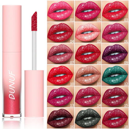 18-Color Diamond Lip Gloss - Glitter Shine, Waterproof, Long Lasting Vagen