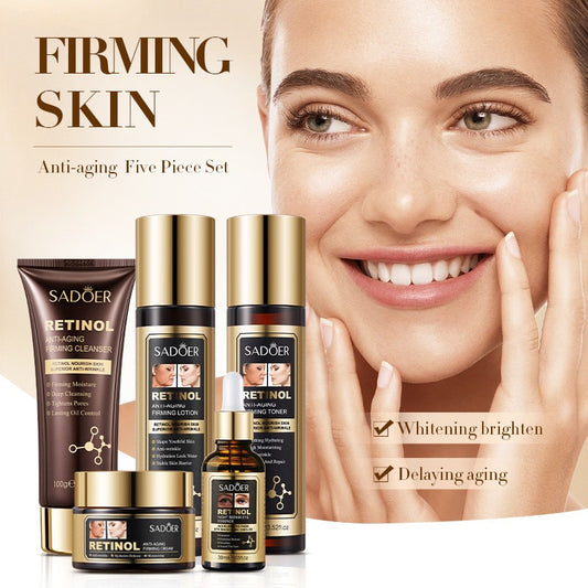 Retinol Anti-Aging Skin Care Set Wrinkle Repair Cleanser Essence Lotion Toner