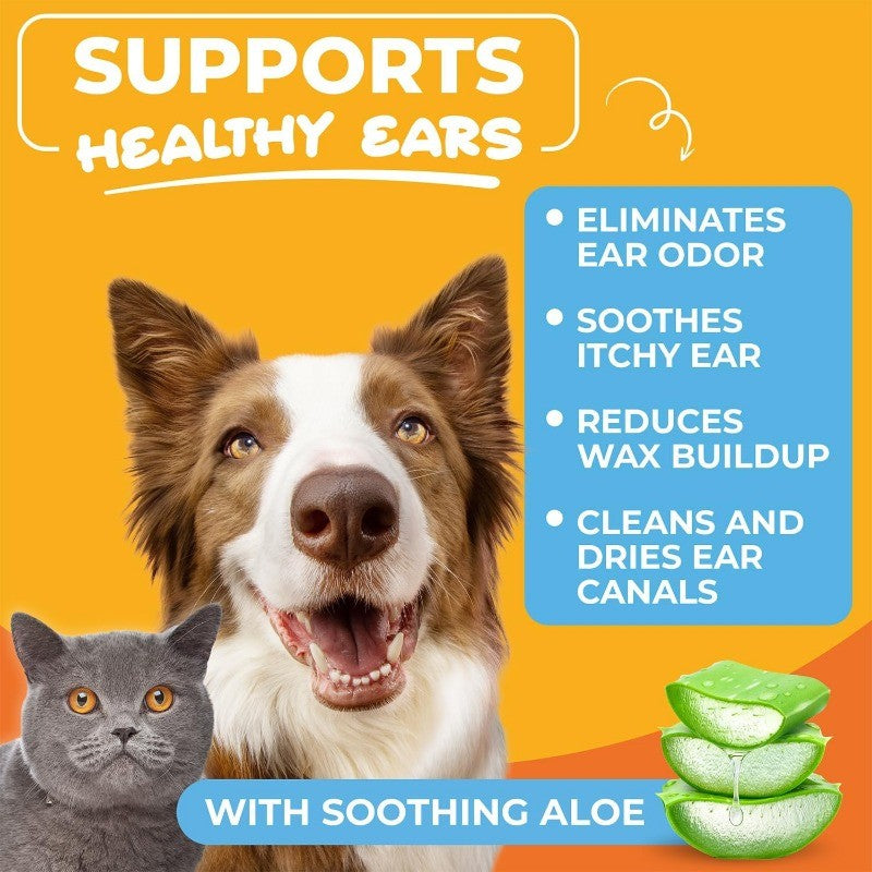 Dog & Cat Ear Cleaning Finger Wipes, Soothe & Deodorize Itchy Ears,Coconut Scent