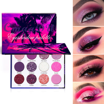 12-Color Shimmer Eyeshadow Palette - Velvet Sparkle, Long Lasting Eye shadow