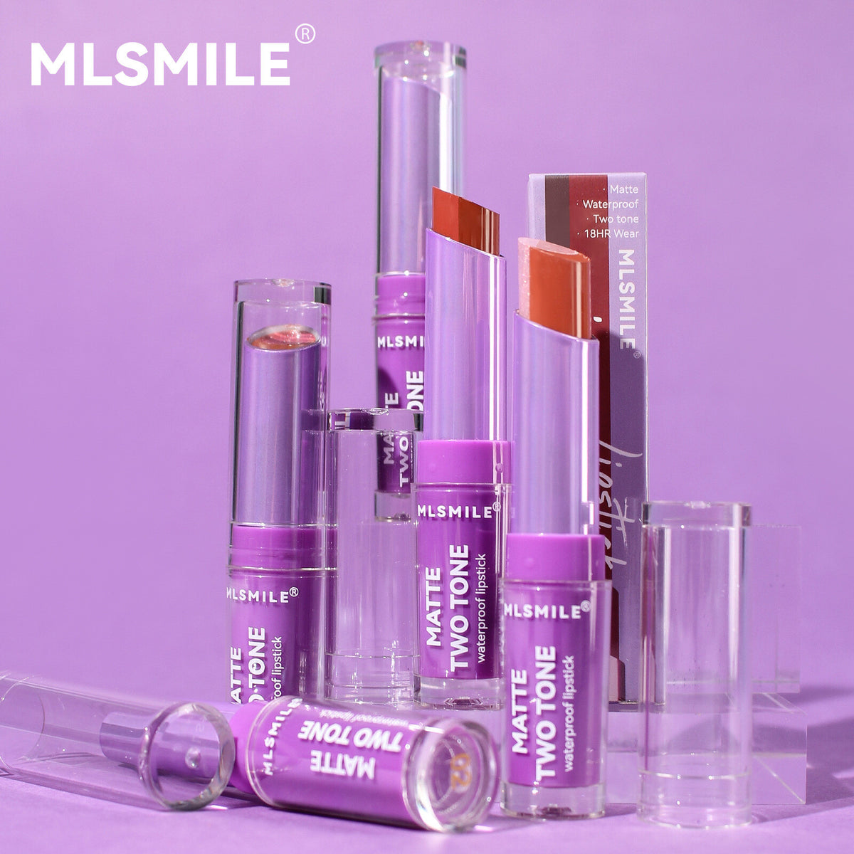 Lip Gloss Two-color Matte Lip Glaze Velvet Lipstick Waterproof Non-Stick Cup