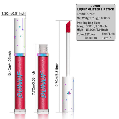 12 Color Shimmer Liquid Lipstick Long Lasting Waterproof Glossy Finish Lip Gloss