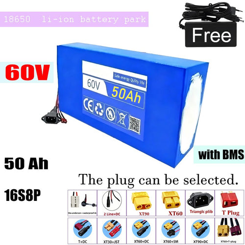 60V 50Ah 16S8P High Power Li-ion Battery with BMS for Electric Motorcycle
