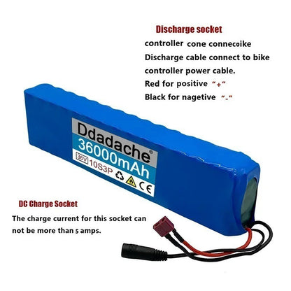 36V 36Ah 10S3P 500W Li-ion Battery Pack for High-Power E-Scooter Motorcycle