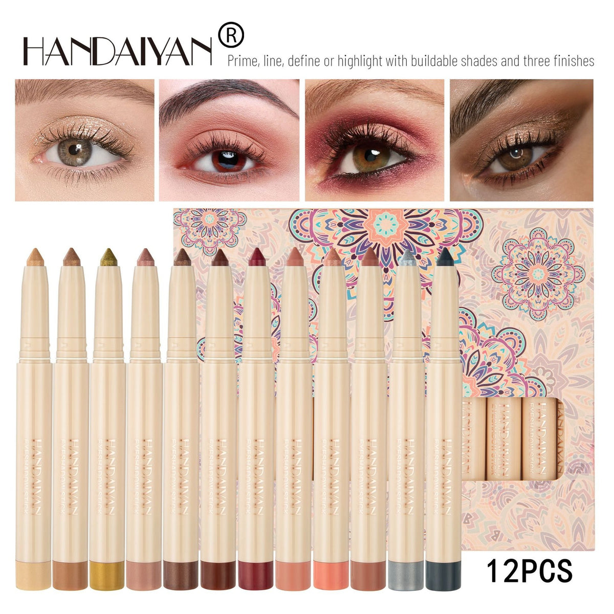 12-Color Dual-Ended Eyeshadow Pencil Set With Sharpener Creamy Eye shadow Stick