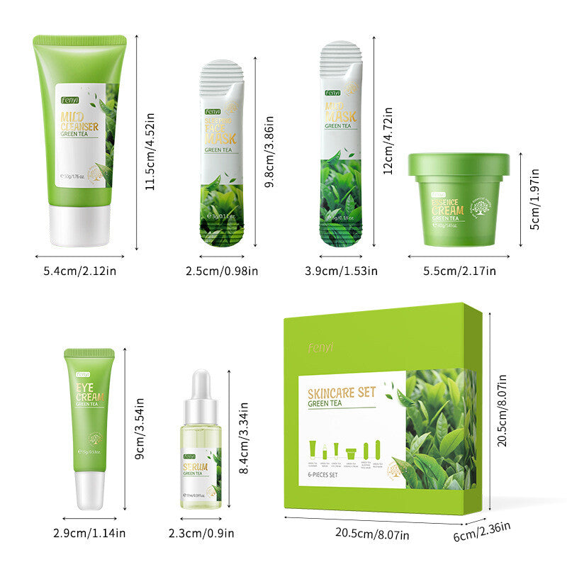 Green Tea Skin Care Skin Masks Set Facial Cleanser Eye Cream Facial Cleansing