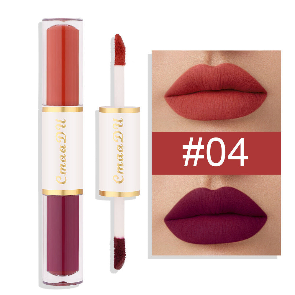 2-in-1 Double Ended Matte Lip Gloss Lipstick - Long Lasting, Waterproof