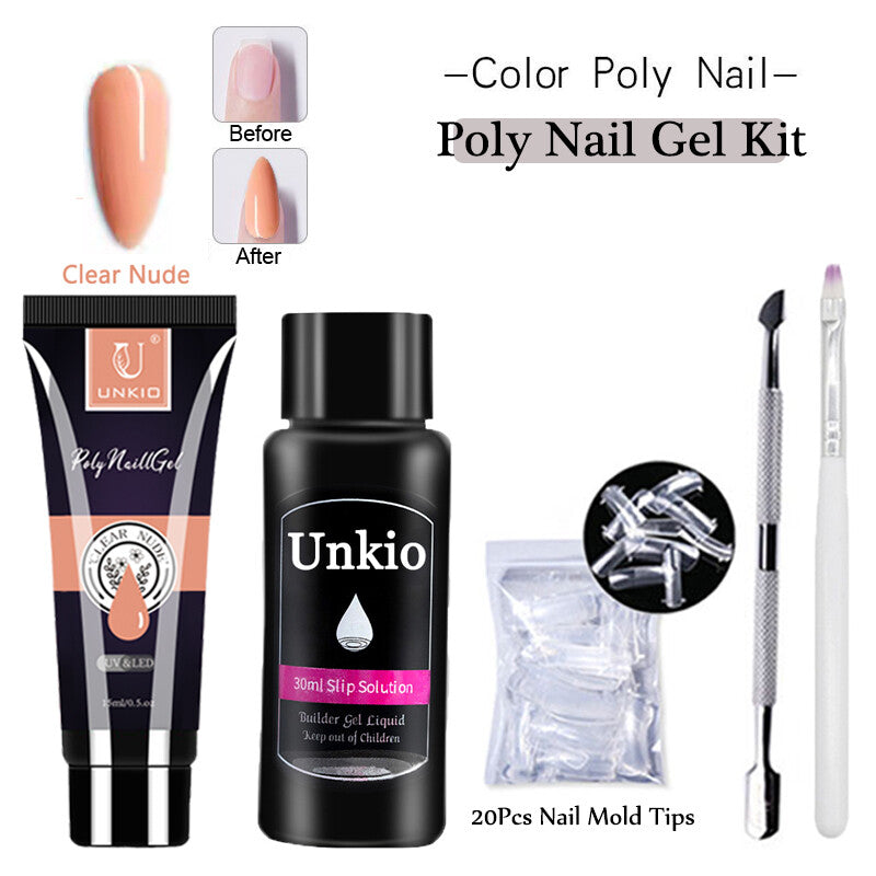Acrylic Extension Poly Nail Gel Kit Quick Building Complete Tools Brush Form Set