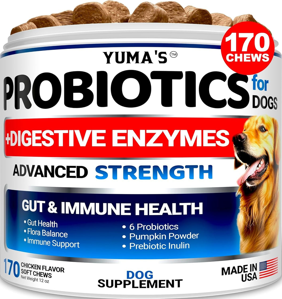 Probiotics for Dogs with Digestive Enzymes for Gut Health & Stomach Relief