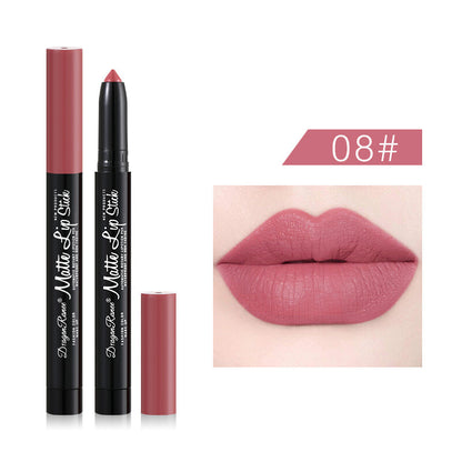 12 Colors 1.8g Auto Lip Liner & Matte Lipstick - Velvet Red & Rosewood