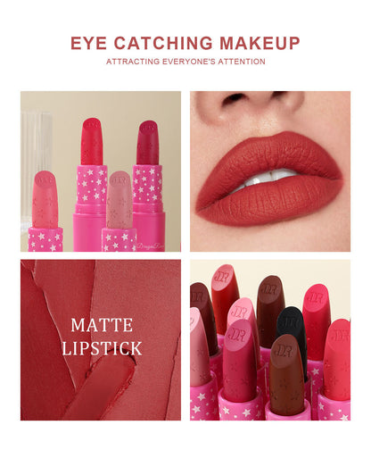 Velvet Matte Star Lipstick - Waterproof & Non-Stick Long Lasting Red Nude