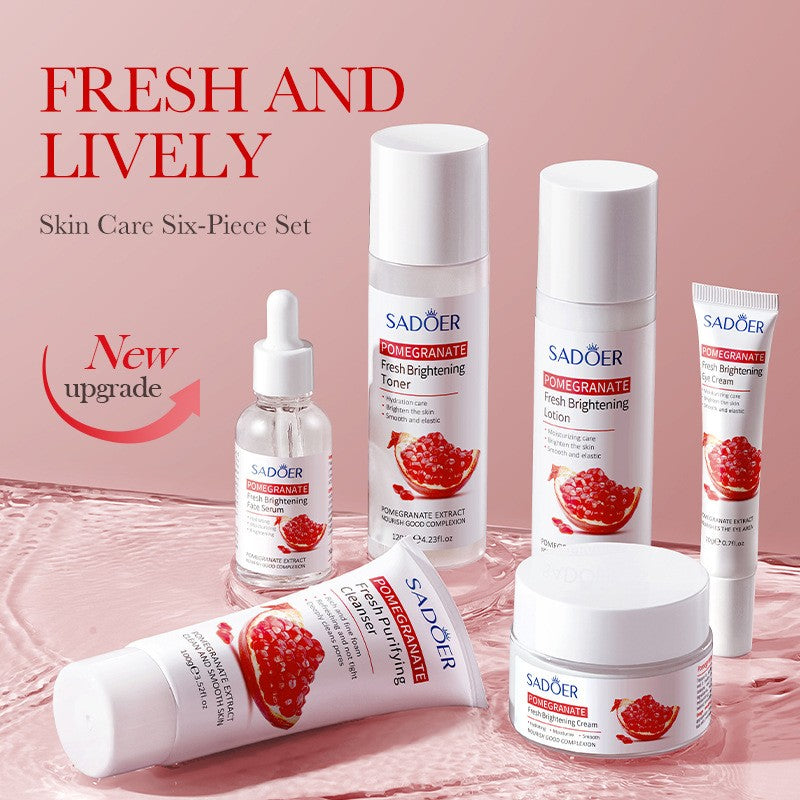 Pomegranate Skincare Set 6pc Cream Essence Milk Liquid Water Cleanser Skin Care