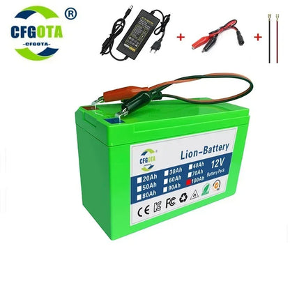 12V 50Ah Rechargeable Li-ion Battery w/ BMS & Display for Kid Scooters