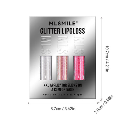 3pcs/set Mirror Pearl Lip Gloss Long Lasting Moisturizing Lipstick Shine Glitter