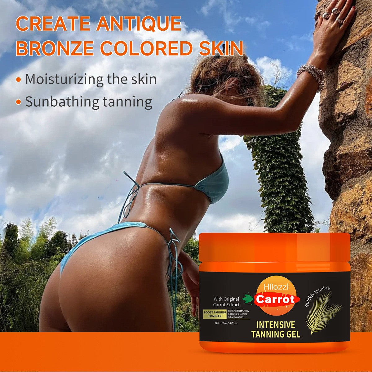 Carrot Watermelon Peach Self-Tanning Gel - Waterproof, Long-Lasting Bronze