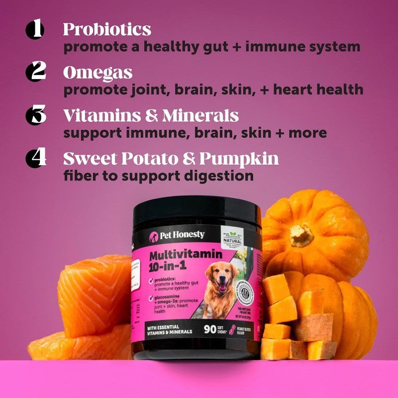 Multivitamin for Dogs with Glucosamine, Probiotics & Omega, Skin & Coat Support