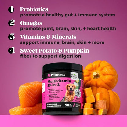 Multivitamin for Dogs with Glucosamine, Probiotics & Omega, Skin & Coat Support