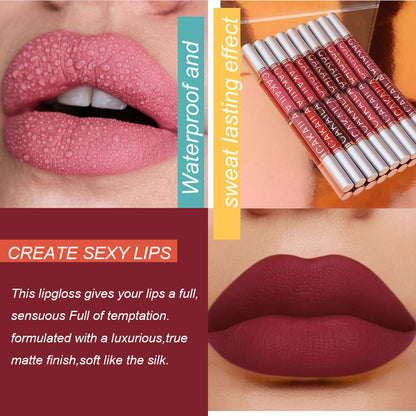 10 Colors Velvet Matte Liquid Lipstick Waterproof Non-Stick Lip Gloss Gift Set
