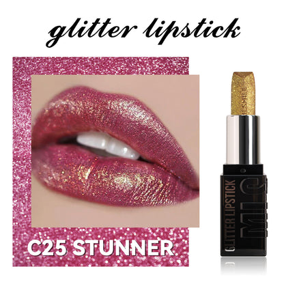 6 Colors Glitter Pearl Lipstick for Women Metallic diamond Long Lasting