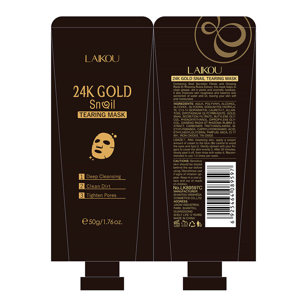 Skin Care Skin Masks 24K Gold 50g Snail Cleansing Pore Shrinking Pore