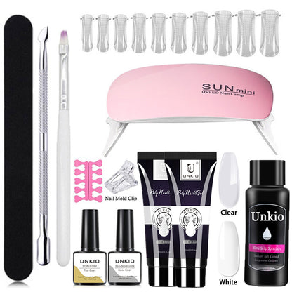 Poly Nail Gel Set with Nail Art Tool Kit LED Lamp full Manicure Quick Extension