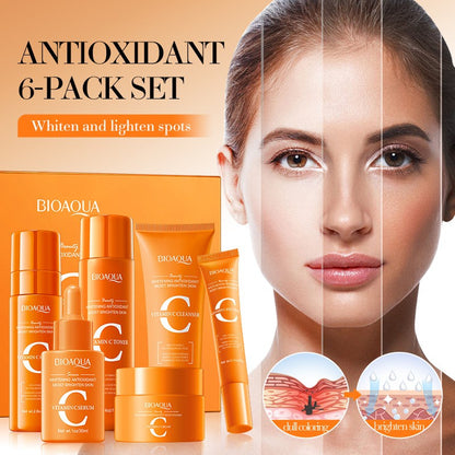 Vitamin C Brightening Skin Care Gift Set Antioxidant Cleanser Lotion Toner Cream