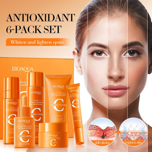 Vitamin C Brightening Skin Care Gift Set Antioxidant Cleanser Lotion Toner Cream