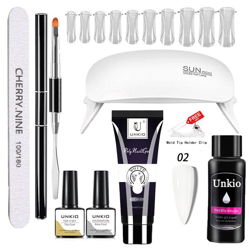 Poly Nail Gel Set with LED Lamp full Manicure Set Building for Nail Art Tool Kit