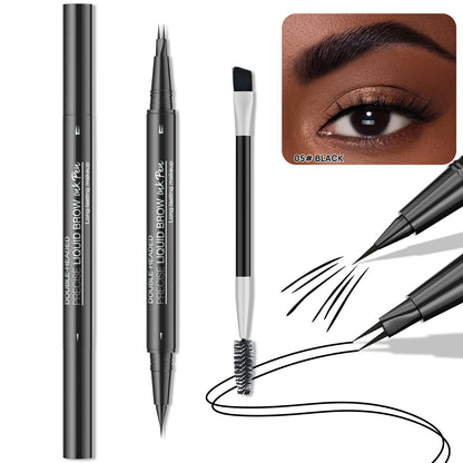 Double-Ended Forked Brow Pen Eyebrow Liner Waterproof SmudgeProof Eyes Makeup