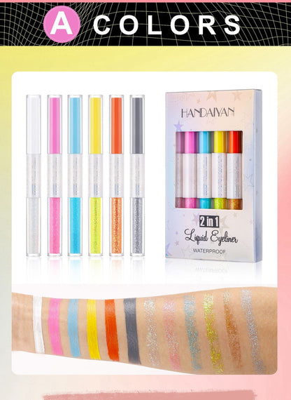 6pcs/gift set Dual-Ended Eyeliner Liqud Pen Sleeping Silkworm Pen Shimmer