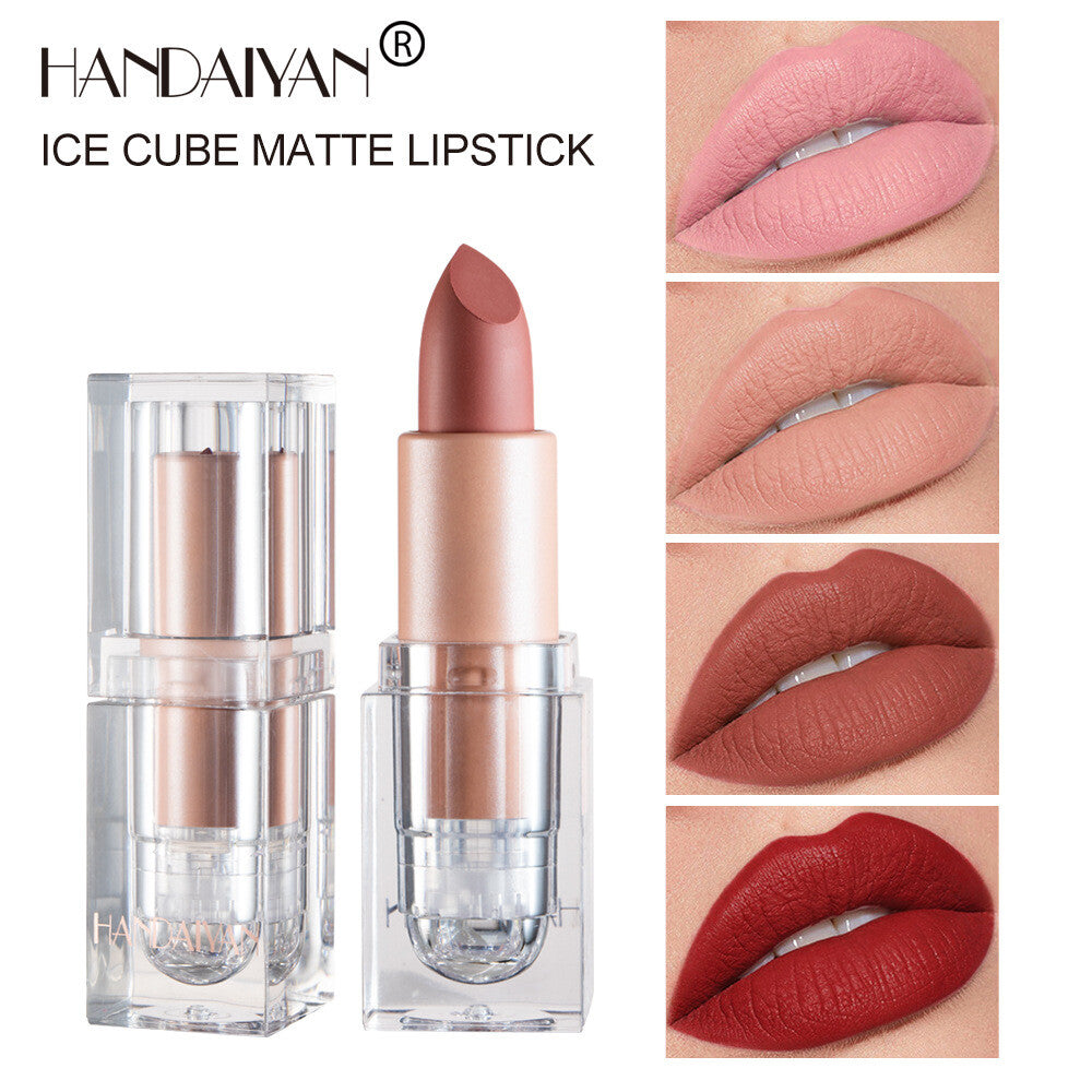 12color Matte Lipstick Crystal Square Nude Red Lip Gloss Makeup for Women Velvet