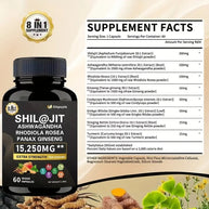 Sinpuyle 15-in-1 Sea Moss+8-in-1Shilajit Ashwagandha Supplement Bundle-2 Bottles