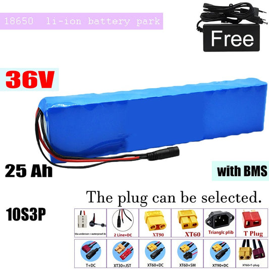 36V 25Ah 10S3P Li-ion Battery Pack with BMS for Electric Bicycle Scooter