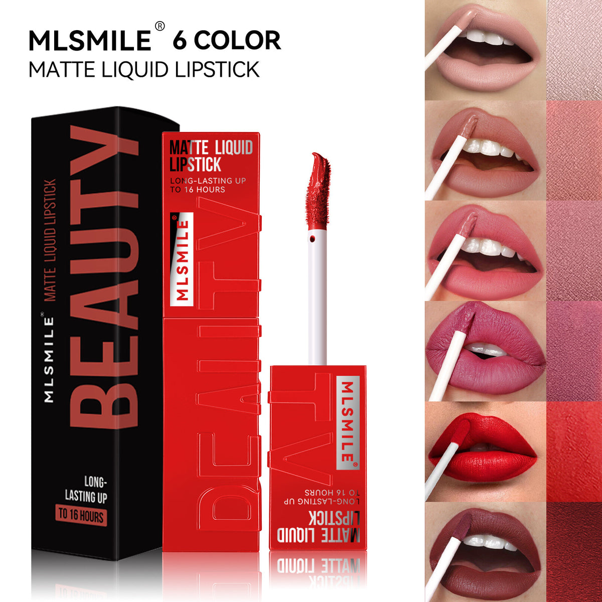 6 Color Non-stick cup Velvet Satin Gloss Lip glaze Mist Liquid matte lipstick