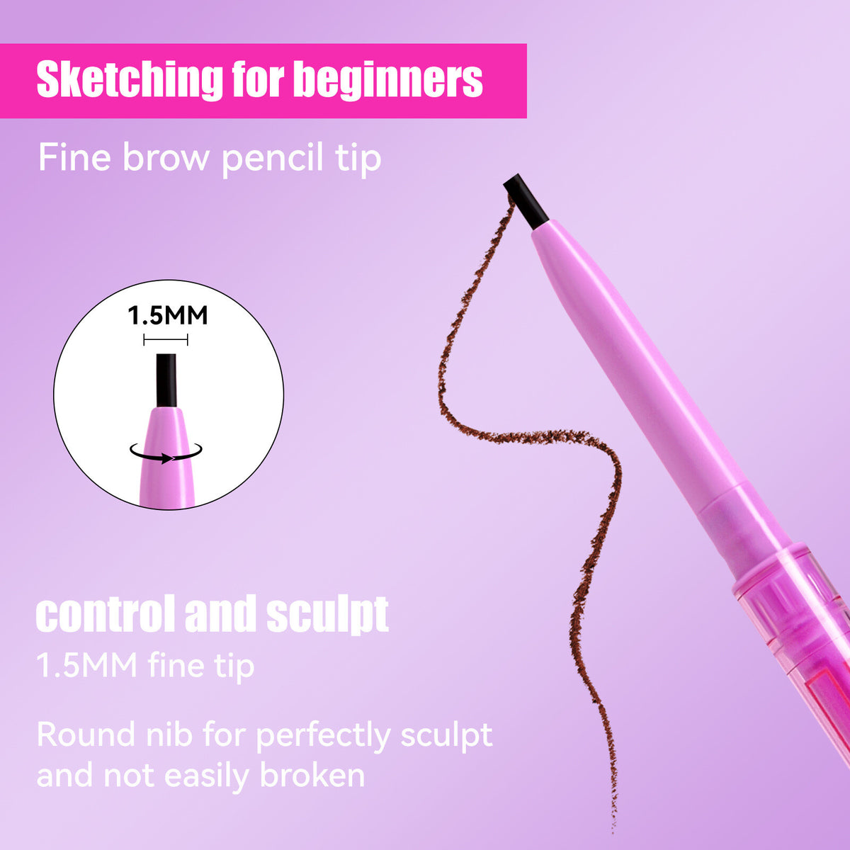 Ultra-Fine Dual Brow Pencil Eyebrow Liner Waterproof Smudge-Proof Natural