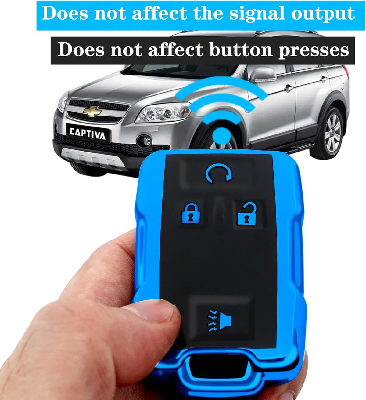 Chevy key fob cover, TPU, 4-btn, fits GMC/Chevy models, red, w/keychain.