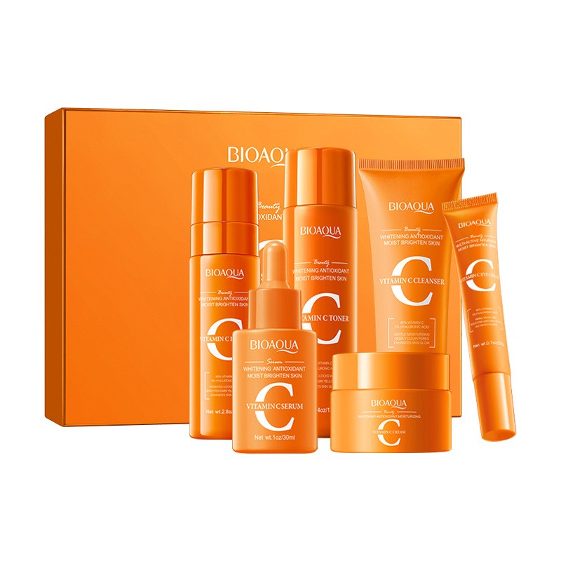 Vitamin C Brightening Skin Care Gift Set Antioxidant Cleanser Lotion Toner Cream
