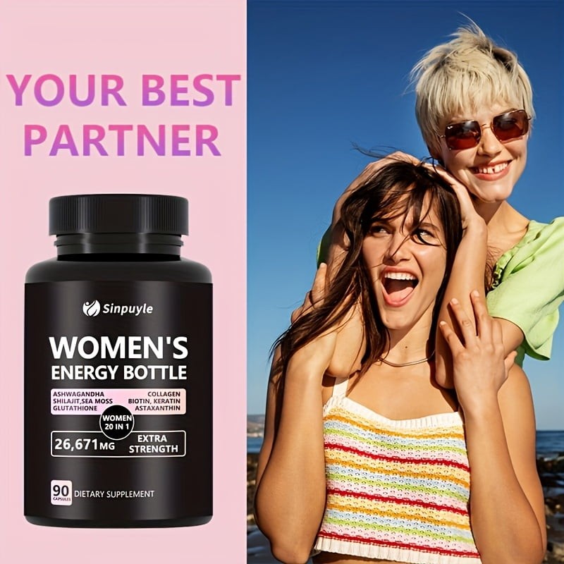 Sinpuyle Women's Extra Strength Energy&Wellness Supplement-1 Bottle 90 Capsules