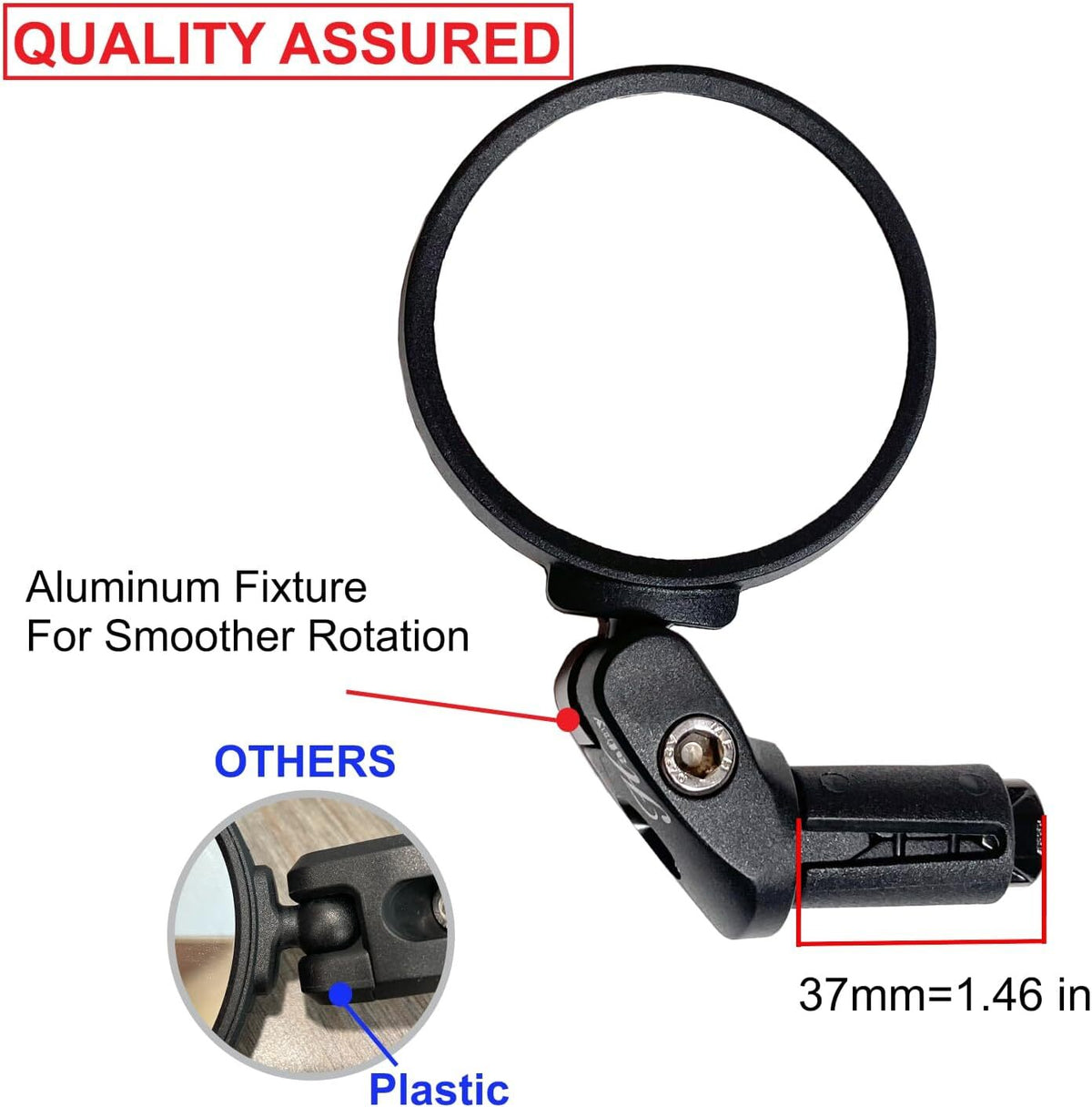 Bike / Bicycle Mirror Stainless Steel Lens Adjustable Rearview Cycle(Black 62mm)