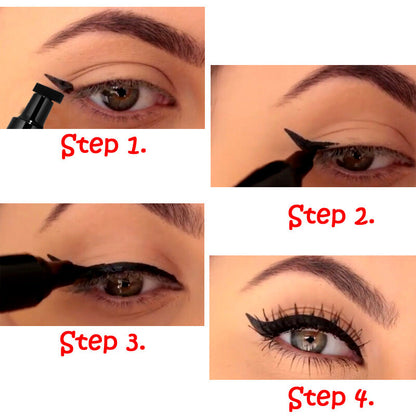 Dual-Ended Stamp Eyeliner Black Waterproof Sweatproof Long Lasting Eye Makeup
