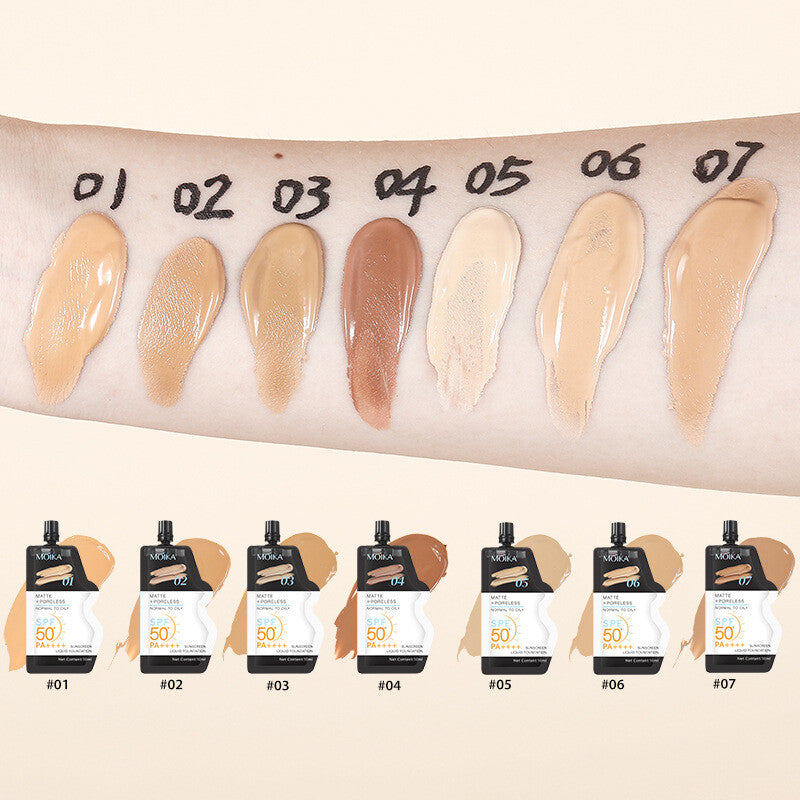 MOIKA 7 Color Perfect UV Sunscreen Skincare Milk Foundation 50+ PA++++ 10ml