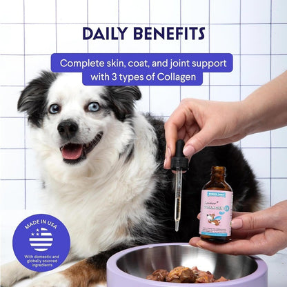 Liquid Collagen for Dogs with Hyaluronic Acid for Skin, Coat & Joint Health