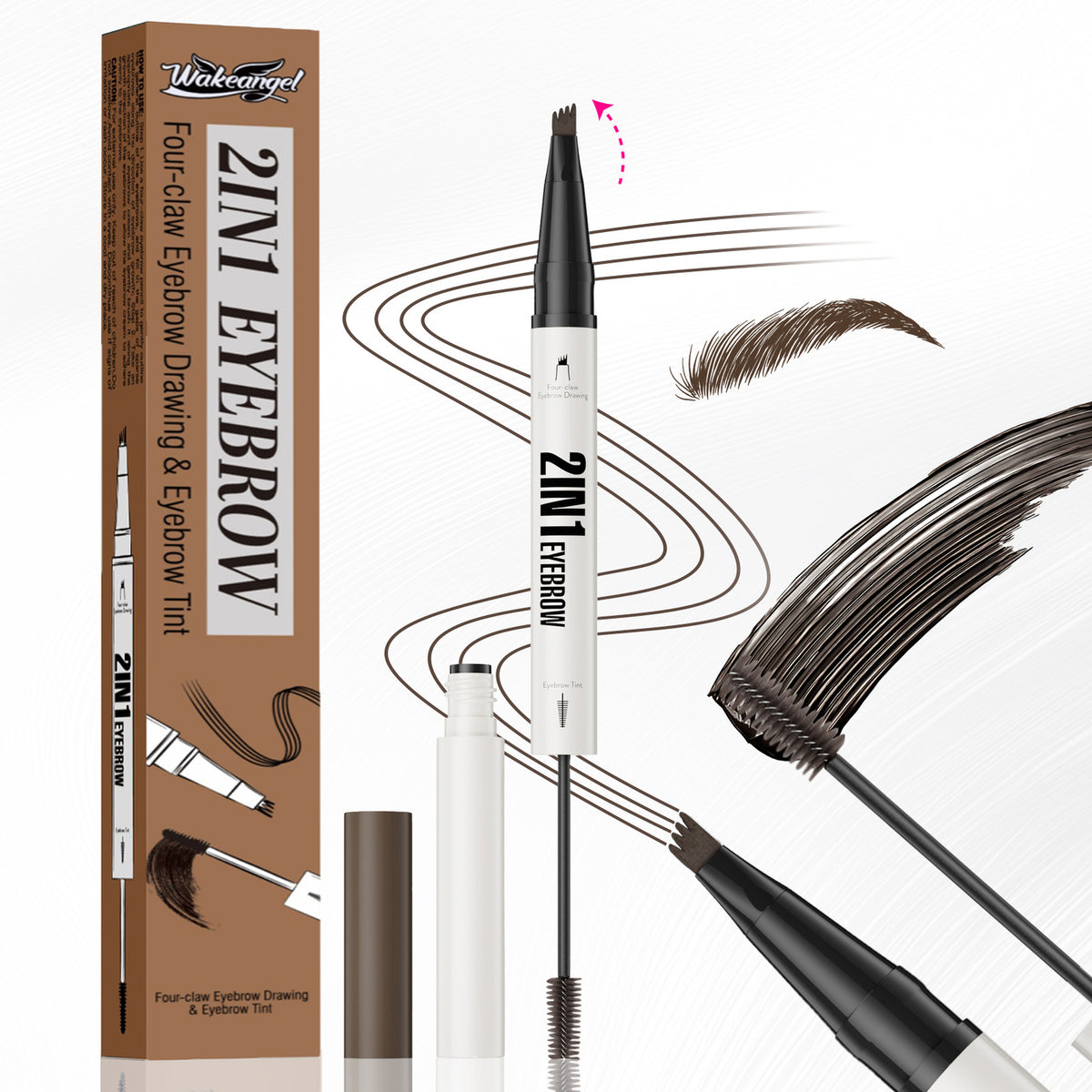 Fork Tip Liquid Eyebrow Liner - Waterproof, Sweatproof, Natural Hair Strokes