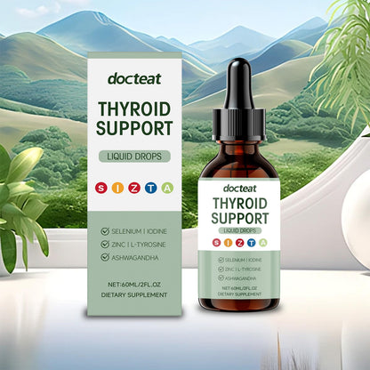 Thyroid Support Liquid Drops with Selenium Iodine Zinc L Tyrosine Ashwagandha